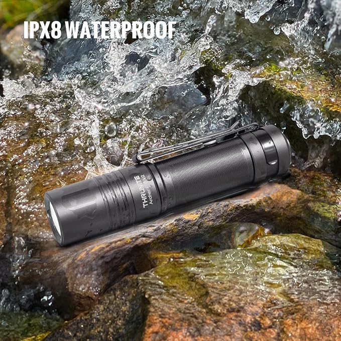 ThruNite Archer Pro V2 EDC Flashlight - 950 Lumens, USB-C Rechargeable, Tail Switch LED Penlight for Camping, Outdoor & Emergency - Cool White (Grey)