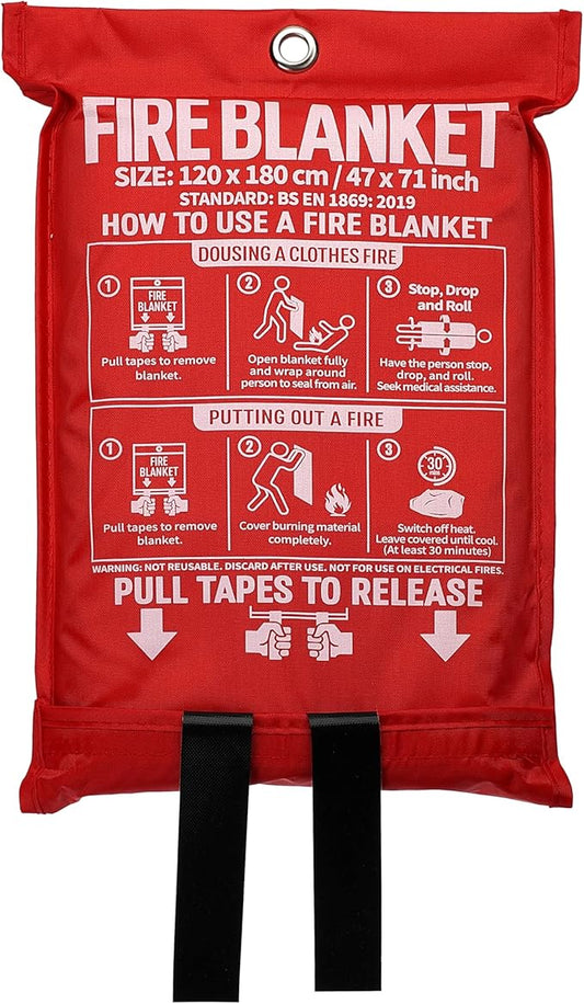 Emergency Fire Blanket for Camping and Kitchen,47" x 71",Fiberglass Fire Blanket,1 Pack