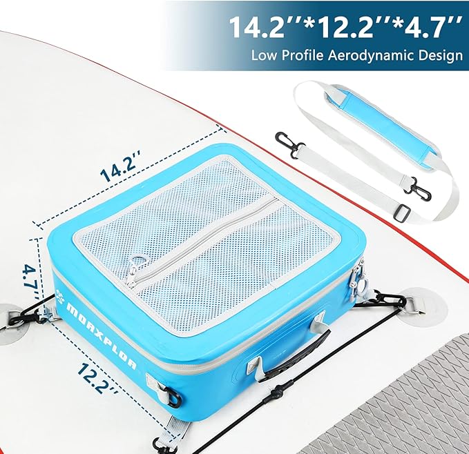 Waterproof PVC Paddleboard Cooler Deck Bag - 12 Can Soft Insulated Cooler for Paddleboarding, Camping, Kayaking