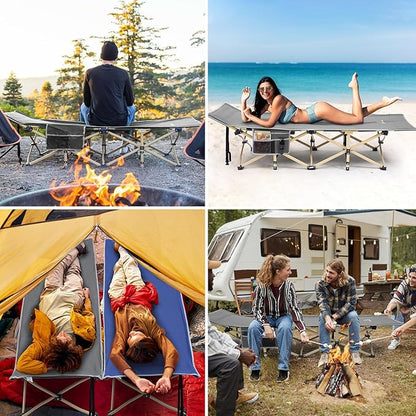Sportneer Camping Cot: 1200D Double Layer Oxford Foldable Camping Cots for Adults - Heavy Duty Cots for Camping Travel Tent Day Outdoor & Home Guest, Camping Cots with Carry Bag & 2 Side Pockets