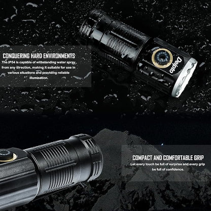 LED Mini Flashlight Rechargeable, German Three-Eyed Monster Mini Flashlight with Clip, IP54 EDC Tactical Flashlight with 5 Modes for Outdoor, Home, Emergency,Camping, Working (2 Pieces)