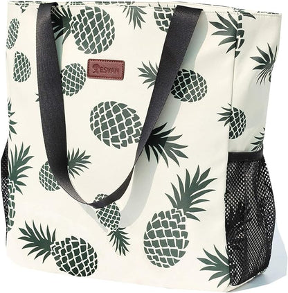 ESVAN Original Floral Water Resistant Large Tote Bag Shoulder Bag for Gym Beach Travel Daily Bags Upgraded