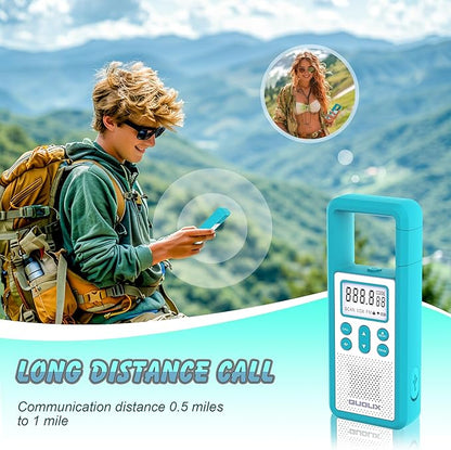Long Range Rechargeable Walkie Talkie 4-Pack with FM/NOAA, Weather Alert, LED Flashlight, USB Rechargeable, Bright Colors, Adjustable Volume, Ideal for Camping Survival (Rose Blue Green Orange)