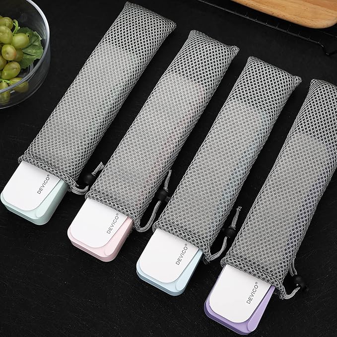DEVICO Travel Utensils, Portable 18/8 Stainless Steel Silverware Flatware Set, Include Fork Spoon Chopsticks with Case (Purple)