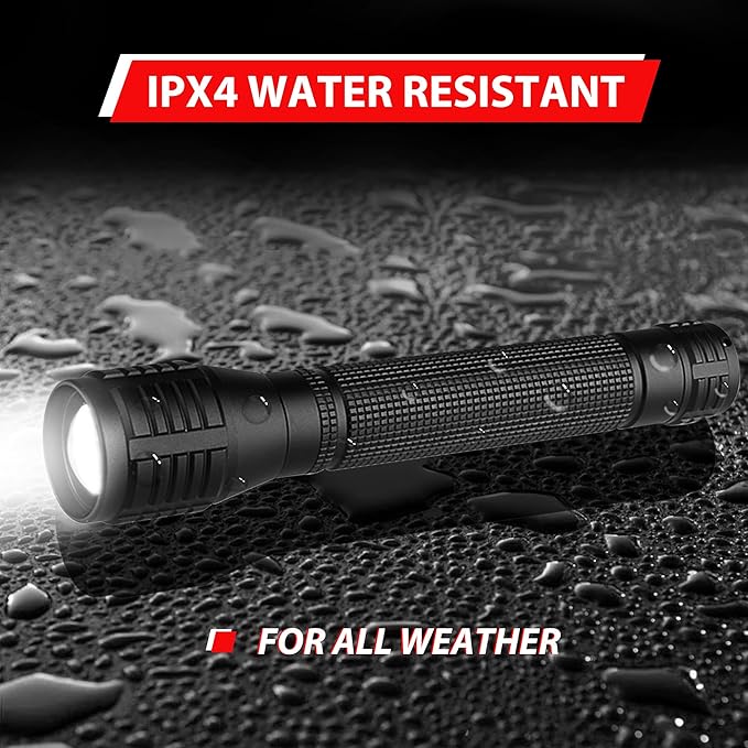LED Flashlight - 3 Modes, 2000 Lumen,Super Bright, Powerful, Zoomable Handheld Torch Light for Camping Outdoor & Emergency Everyday Use (2-Pack)