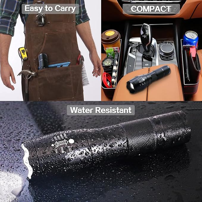LED Flashlights High Lumens - Flashlights for Camping, Hiking, Walking - Powerful Emergency Flashlights with 5 Modes for Home Outdoor Use - Bright Flashlight with Zoomable Beam (4 Pack)