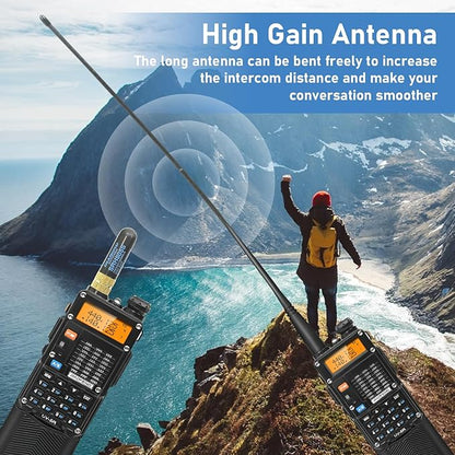 BAOFENG UV-5R Ham Radios Long Range, UV5R 8W Handheld UHF/VHF Radio with High-gain Antenna, Portable Dual Band Two Way Radio with 3800mAh USB-C Port Battery & Air Duct Earpiece (UV5R 3rd Gen-2 Pack)