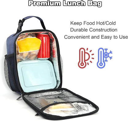 Femuar Lunch Box for Men Women Adults Small Lunch Bag for Office Work Picnic - Reusable Portable Lunchbox, Blue