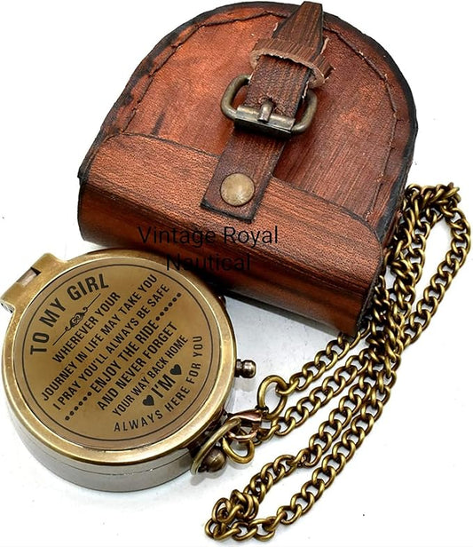 Engraved Brass Compass Gift To My Son/Nautical Gift For Son From Dad/Gift To Son From Mom/Gift For Son,Father Son Gift,Mother Son Gift,Love Mom,Son From Mom, Love Dad/With Leather Case