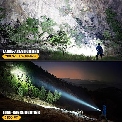 Rechargeable LED Flashlights High Lumens, 2 Pack 990000 Lumens Super Bright Flash Light with 7 Modes & COB Light, IPX7 Waterproof, USB Fast Charging Flashlights for Camping, Home, Emerge∩cies