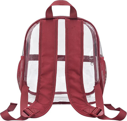 Oraben Clear Backpack for Stadium Events Clear Stadium Backpack 12x6x12 Bag (Enhanced Strap, Rose Red)