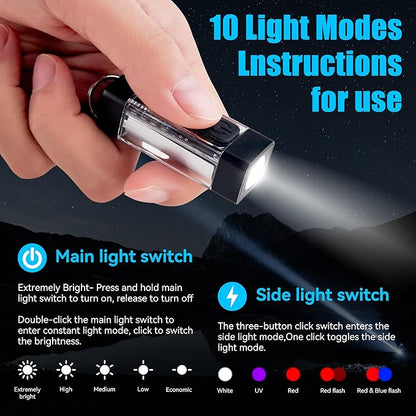 SPOMOX Mini EDC Flashlight Rechargeable with Keychain, Super Bright 700 Lumen Pocket Flashlight, Tiny LED keychain Lights with Magnetic base, USB-C Rechargeable, for Camping, Outdoors and Emergencies.