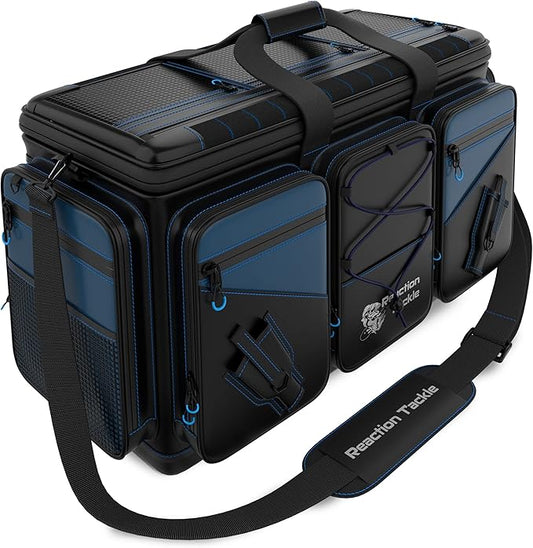 Reaction Tackle Fishing Tackle Bag – Salt Water Resistant Fishing Bag, 1000D PVC Waterproof Material, Tackle Box Organizer with Dividers for 3600 or 3700 Trays (Small, Medium, Backpack only fit 3600)
