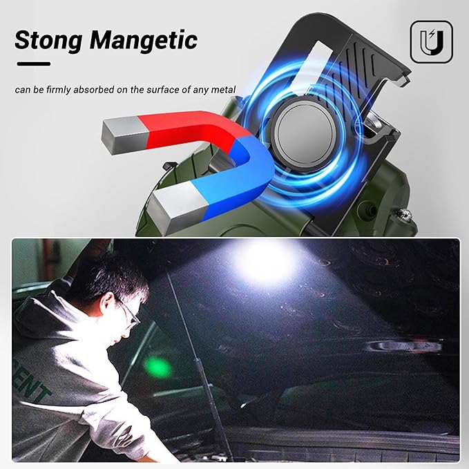 COB Mini Keychain Work Light, Powerful Flashlights 5 Light Modes with Magnetic, Hat Clip Light with Bottle Opener Function, Waterproof Led Flashlight with Smart Sensor for Camping 2 Pack (Green)