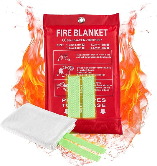 Emergency Fire Blankets, Fire Extinguisher Blanket Glow at Night, Flame Retardant Blanket Fire Safety Blanket for Home and Kitchen, Camping, Grill, Car, Office (1 Pack)