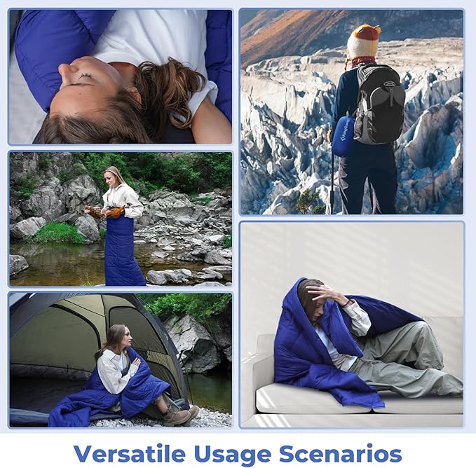 KingCamp Lightweight Camping Blanket - Multifunctional and Warm Quilt with Snap Button, Water Repellent, for Travel, Airplane, Hiking, Picnic