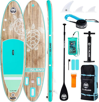 TRUISLAND Inflatable Paddle Board, Stand Up Paddle Board with Backpack, Non-Slip Thickened Deckpad, Waterproof Phone Case, Leash, Paddle, Hand Pump