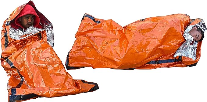 SE Survivor Series Orange Emergency Sleeping Bags with Drawstring Carrying Bags (2-Pack) - EB122OR-2