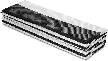 FH Home Outdoor Camping Rug - Waterproof, Fade Resistant, Reversible - Premium Recycled Plastic - Striped - Large Patio, Deck, Sunroom, RV - Brittany Stripe - Black & White - 9 x 12 ft Foldable