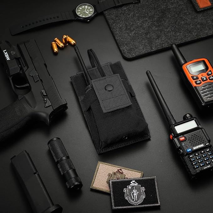 FRTKK Tactical Radio Holder Radio Holster Molle Radio Pouch Universal Radio Case Military Heavy Duty Radio Bag for Police Firefighter Two Ways Walkie Talkies Vest
