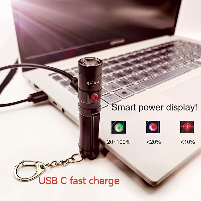 Mini Rechargeable Keychain Flashlight USB C Bright Key Light Portable Pocket Flashlight for EDC,Dog Walking, Hiking,Camping,Emergency