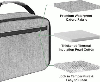 Kids Lunch Box for Boys Girls Lunch Bag Insulated Durable Lunchbox Children Lunch Tote Bag for School Grey
