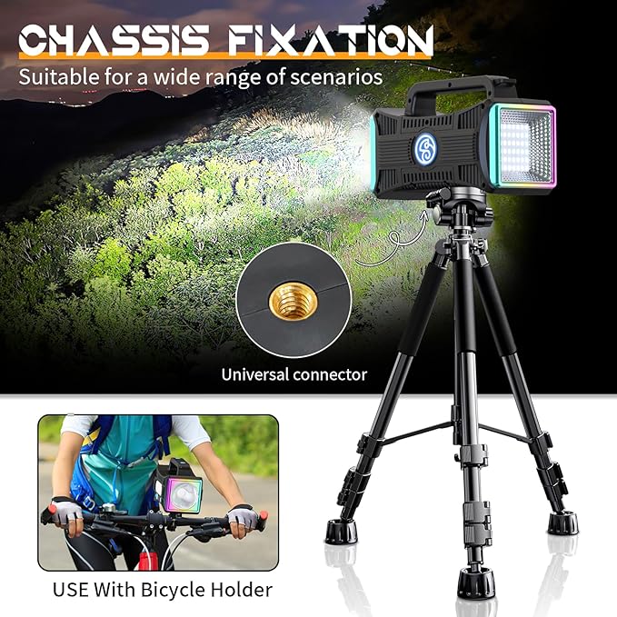 Homly Rechargeable Spotlight, 10000mAh Handheld Flashlight with Ultra-Long Standb USB Output as a Power Bank, with 9 Lighting Modes Such as flahlight and Warning Light for Hunting Boating Camping