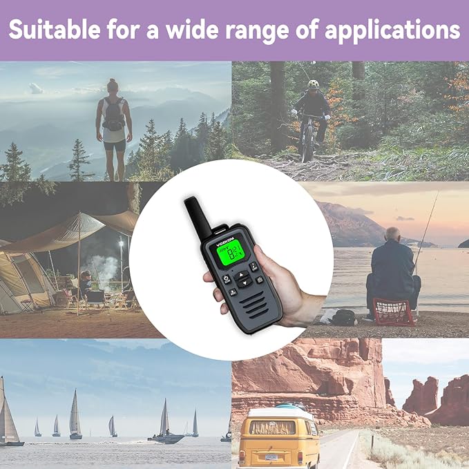 Long Range Gray Walkie talkies, 2 Way Radio Rechargeable, Camping Walky Talky for Adults, Survial Kits and Equipment, 50 Channel 142 Privacy Codes, & NOAA Weather Scan
