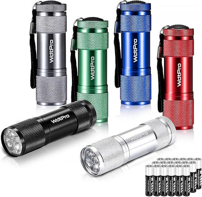 WdtPro LED Mini Flashlights, Super Bright Flashlight with Lanyard, Assorted Colors - Best Tac Torch Light for Kids, Night Reading, Power Outages, Camping(6 Pack)
