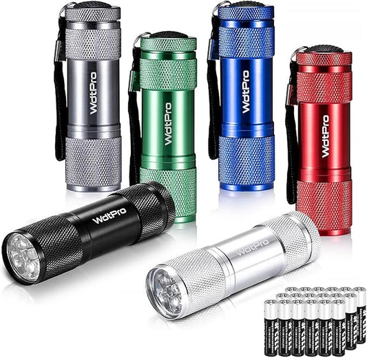 WdtPro LED Mini Flashlights, Super Bright Flashlight with Lanyard, Assorted Colors - Best Tac Torch Light for Kids, Night Reading, Power Outages, Camping(6 Pack)