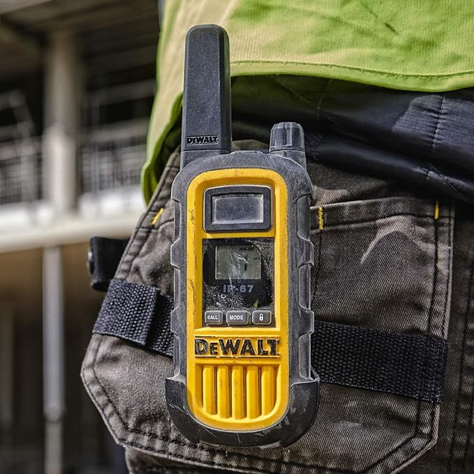 DEWALT DXFRS800 2 Watt Heavy Duty Walkie Talkies - Waterproof, Shock Resistant, Long Range & Rechargeable Two-Way Radio with VOX