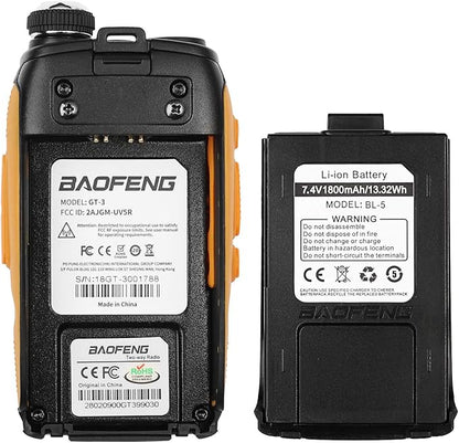 BAOFENG GT-3 Mark-II Two Way Radio, Rechargeable Dual Band Walkie Talkie, Chipsets Upgraded, Remote Speaker and Car Charger