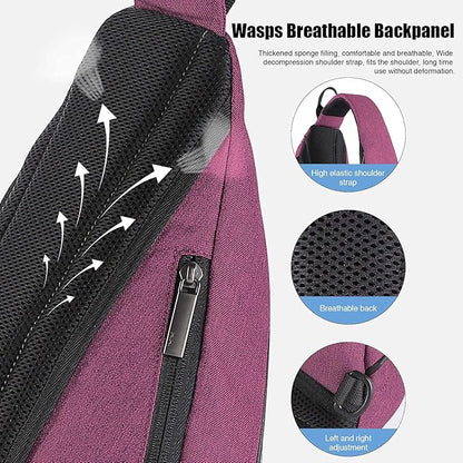 Hanke Sling Bag Men Backpack Unisex One Shoulder Bag Hiking Travel Backpack Crossbody with USB Port Versatile Casual Daypack