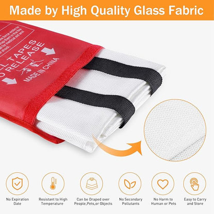 Fire Blanket for Camping Home Kitchen 3Pack Emergency Fire Blanket Fire Resistant Blanket for Garages, Workshops, Grill, Car, Office, Warehouse, School, Picnic