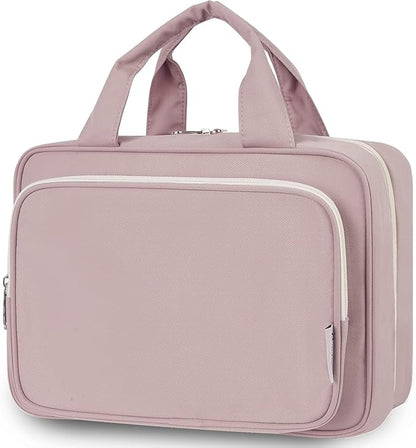 Travel Toiletry Bag for Women Large Hanging Makeup Bag Organizer Toiletries Bag for Full Size Essentials Accessories Cosmetics (Dusty Rose (Large))