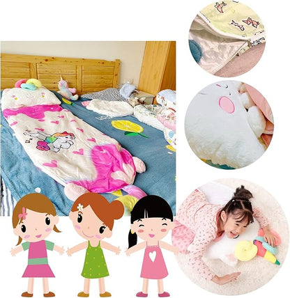 Happy Kids Sleeping Bag, Animal Bags, Sleepy Sack, Comfy, Cozy, Compact, Sleeping Bag with Pillow, Soft Pillow, Nap Mat, Wram Plush with Cotton, Slumber Bag