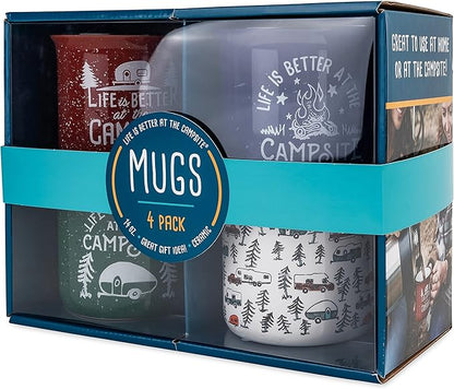Camco Life is Better at The Campsite Coffee Mugs | Ceramic | 14oz. | 4-Pack (53357)