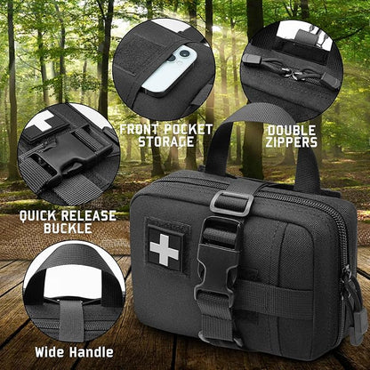Tactical Ifak Trauma Kit - Emergency First Aid Bleeding Control Kit, Snake Bite & Bee Sting Supplies, Venom Extractor Pump