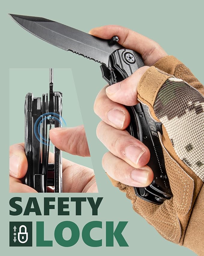 12-IN-1 Multitool with Pocket Knife, Screwdrivers, Pliers, Bottle Opener, Can Opener, with Safety Locking, Nylon Sheath - Father's Day Gift, Gift for Him Men Husband Boyfriend