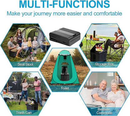 PORMYTRIP Portable Toilet Camping Toilet Foldable Toilet for Car Indoor Outdoor Commode Travel Toilet Portable Toilet for Camping,Tent,Hiking,Boating,Long Road Trips,Traffic jam,Home XX-Large Black