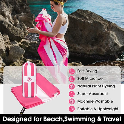 4Monster Microfiber Beach Towel Quick Dry,Super Absorbent Lightweight Travel Towel for Swimmers, Sand Free Camping Towel, Beach Towels for Pool, Swim, Water Sports,Yoga,Gym,Backpacking