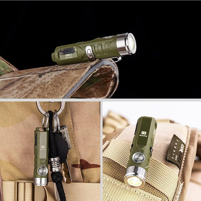 RovyVon A1 Gen 4 Rechargeable EDC Flashlight 650 Lumens Super Bright Outdoor Mini Keychain Flashlights for Everyday Carry, Camping, Thanksgiving (Military Green)