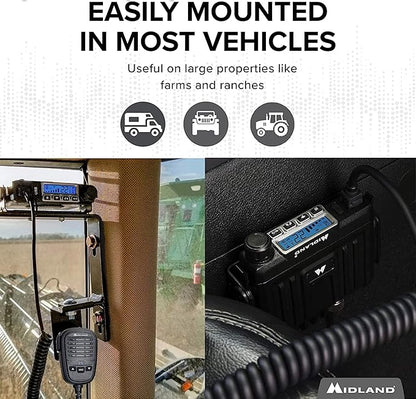 Midland - MicroMobile MXT115 - T71VP3 Farm Radio Bundle - 15 Watt GMRS Two-Way Radio Magnetic Mount Antenna and X-TALKER Two-Way Radio - repeater channels Farm Ranch Combo Pack