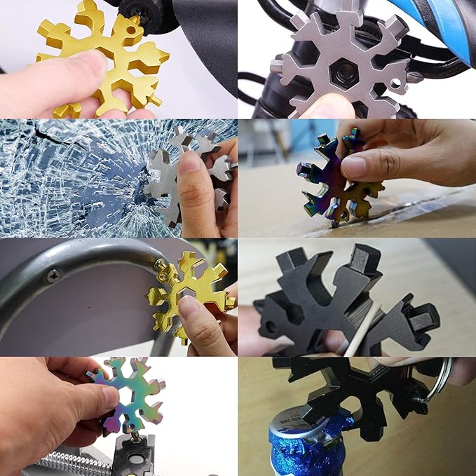 6 Packs Snowflake Multi Tool,18 in 1 Snowflake Multitool,Snowflake Wrench/Bottle Opener/Screwdriver Kit, Stainless Steel Portable Star Tool for Christmas Great Gifts