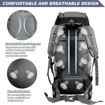 Night Cat Hiking Backpacks 70L Camping Backpacking Packs for Men Women Lightweight Outdoor for Mountaineering Traveling, No Internal Frame