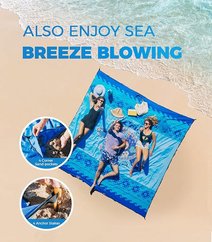 OCOOPA Beach Blanket Waterproof Sandproof, 10'X 9' Extra Large, Soft and Sturdy, Light Weight and Portable, Perfect for Beach Vacation, Famlily Park Picnic, Travel Camping, Outdoor Gifts