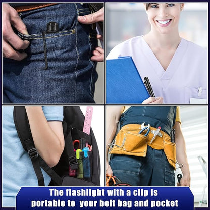 60 Pack Small LED Pen Light Set Mini Handheld Flashlight with Clip LED Pen Tactical Pocket Torch Pen Flashlight for Camping Outdoor Emergency Inspection 3.58 Inches and 5.2 Inches