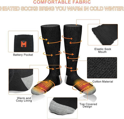 Heated Socks, Battery Heated Socks for Men Women, Electric Heated Socks for Hiking, Skiing, Camping