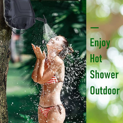 Portable Shower for Camping with a 5-Gallon/20L Capacity,Temperature Gauge & Convenient Shower Nozzle,Enjoy a Hot Solar Shower Anywhere You Travel,Perfect for Beach Trips,Camping,Hiking