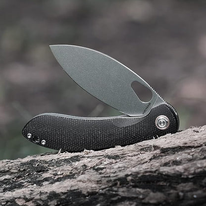 Vosteed EDC Knife, 3.26" Lightweight Folding Pocket Knife with Clip for Men and Women, Modern Shilin Cutter with Nitro-V Steel Blade, Micarta Handle for Camping, Hiking-Nightshade Series